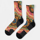 Dot Mandala Rosa Blau Schwarz und Gelb Socken (Links)