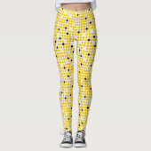 Dot Matrix - Gelb Creme Schwarz-Textoption Leggings (Vorderseite)