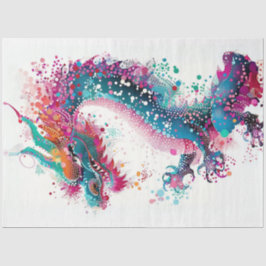 Dot Painted Rainbow Colors Dragon Decoupage Seidenpapier
