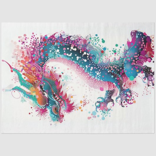 Dot Painted Rainbow Colors Dragon Decoupage Seidenpapier (Vorderseite)