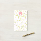 Dot Pattern Monogram Pink Gold Girly Post-it Klebezettel (Auf Schreibtisch)