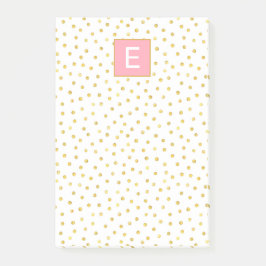 Dot Pattern Monogram Pink Gold Girly Post-it Klebezettel
