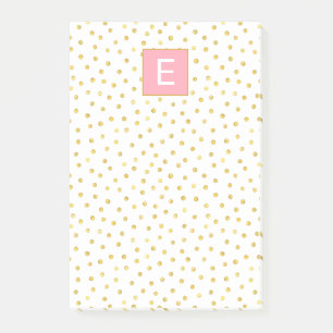 Dot Pattern Monogram Pink Gold Girly Post-it Klebezettel