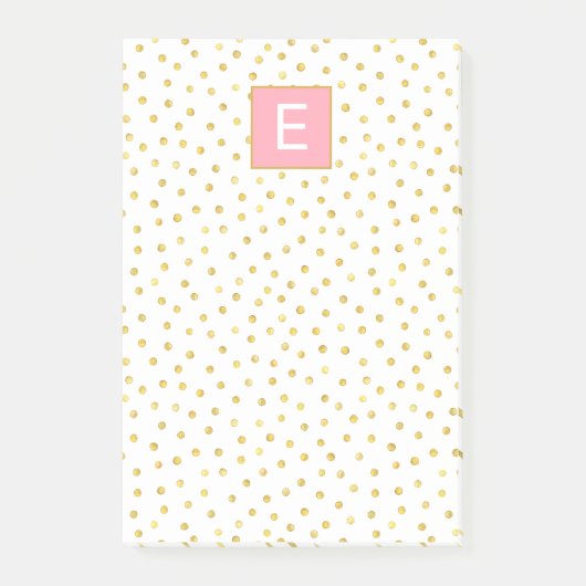 Dot Pattern Monogram Pink Gold Girly Post-it Klebezettel (Vorderseite)