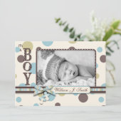 Dot Print mit 3D-Look Bow Birth Ankündigung (Stehend Vorderseite)