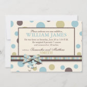 Dot Print mit 3D-Look Bow Birth Ankündigung (Rückseite)