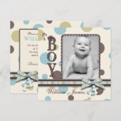 Dot Print mit 3D-Look Bow Birth Ankündigung (Vorne/Hinten)