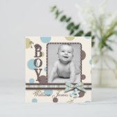 Dot Print mit 3D-Look Bow Birth Ankündigung (Stehend Vorderseite)
