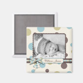 Dot Print mit 3D-Look Bow Birth Ankündigung Magnet (Vorderseite/Rückseite)