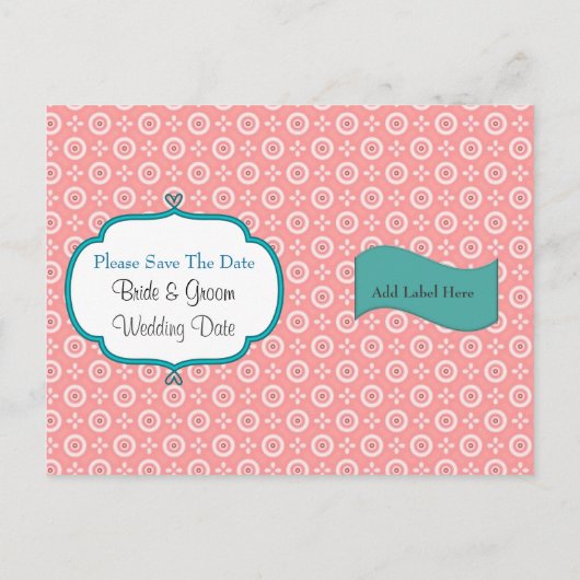 Dot Save the Date Postkartenvorlage einfügen Ankündigungspostkarte (Rückseite)