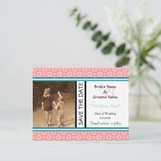 Dot Save the Date Postkartenvorlage einfügen Ankündigungspostkarte (Stehend Vorderseite)