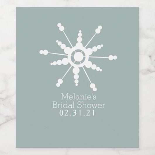 Dot Snowflake Weihnachts Winter Weinetikett (Einzelnes Label)