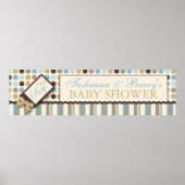 Dot & Stripe Baby Shower Banner Boy Poster (Vorne)