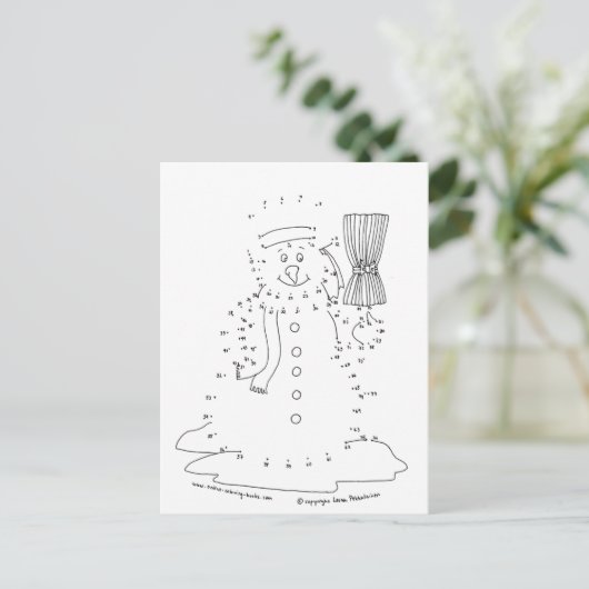 Dot to Dot Snowman Postkarte (Stehend Vorderseite)