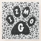 Dotglaspfoten Schwarz/Weiß Polka Dot Untersetzer (Vorderseite)