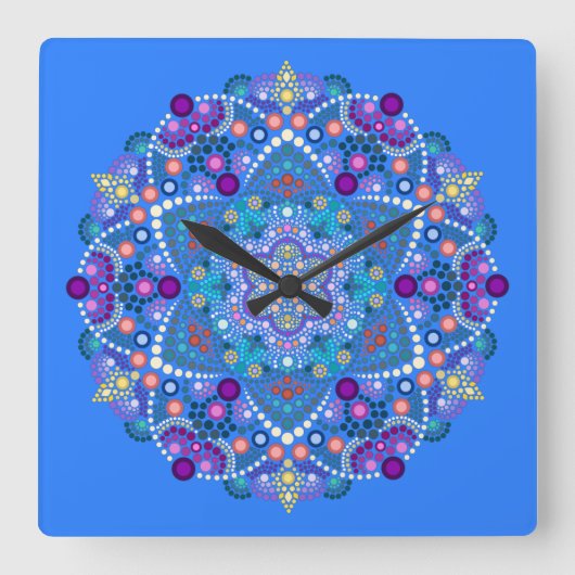 Dotmalerei trifft Mandala 2 18 Quadratische Wanduhr (Vorderseite)