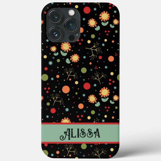 Dots and Blume Sprigs Inspirivity Retro Modern Case-Mate iPhone Hülle (Rückseite)