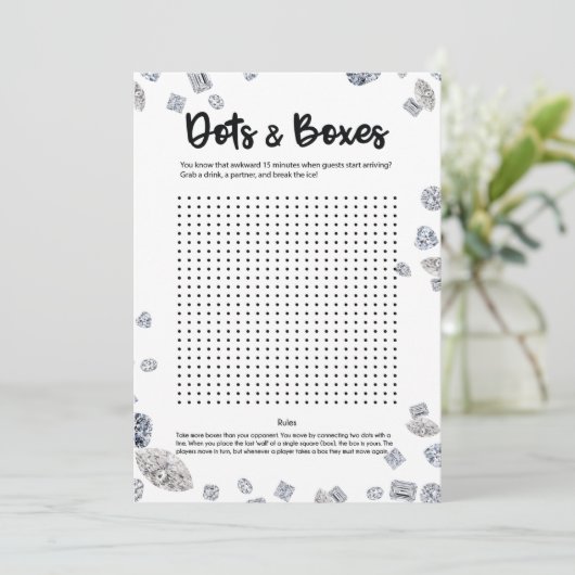 Dots and Boxes Brautparty Ice Breaker Game Einladung (Stehend Vorderseite)