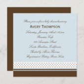 Dots and Stripes Kinderdusche Einladung - Blau (Vorne/Hinten)