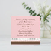 Dots and Stripes Kinderdusche Einladung - Rosa (Stehend Vorderseite)