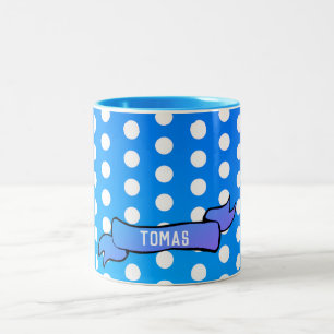 Dots Blue Personalisiert Ringer Combo Tasse