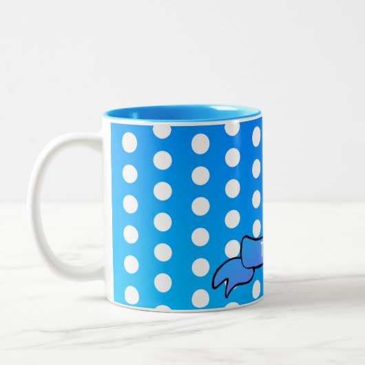 Dots Blue Personalisiert Ringer Combo Tasse (Links)