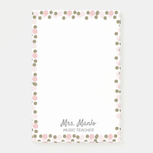 Dots Border Teacher Script Name Post-it Klebezettel (Vorderseite)