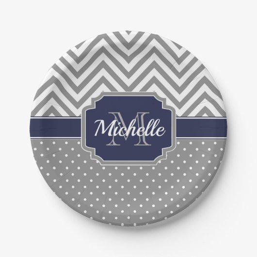 Dots & Chevrons Muster Pappteller (Vorderseite)