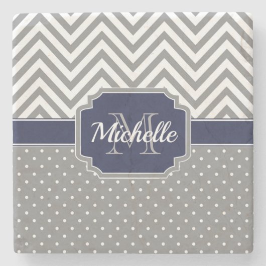 Dots & Chevrons Muster Steinuntersetzer (Vorderseite)