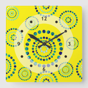 Dots Circle Power Blume + Ihr Backgr. Quadratische Wanduhr