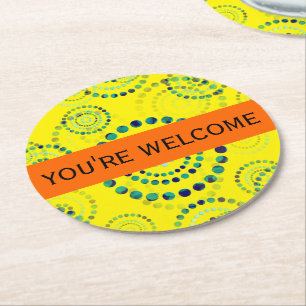 Dots Circle Power Blume II + Ihr Backgr. Idee Runder Pappuntersetzer