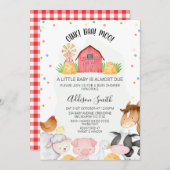 Dots Gender Neutral Farm Red Stall Baby Dusche Einladung (Vorne/Hinten)