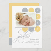 Dots Girl Custom Foto Geburtsankündigung Ankündigung (Vorne/Hinten)