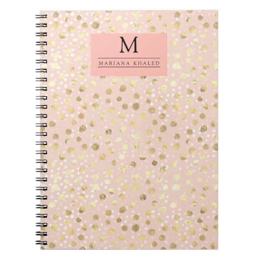 Dots gold Rosa Farbe Farbe Monogram Notizblock (Vorderseite)