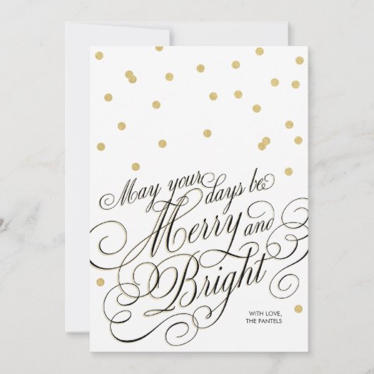 Dots Gold Script Holiday Card Feiertagskarte (Vorderseite)