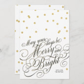 Dots Gold Script Holiday Card Feiertagskarte (Vorne/Hinten)