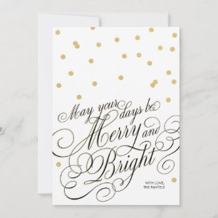Dots Gold Script Holiday Card Feiertagskarte