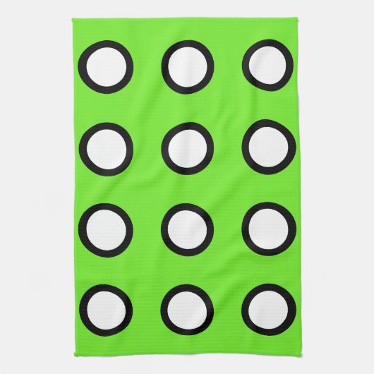 Dots Green White Black 4Mel Geschirrtuch (Vertikal)