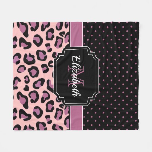 Dots & Leopard Print Fleecedecke (Vorderseite (Horizontal))