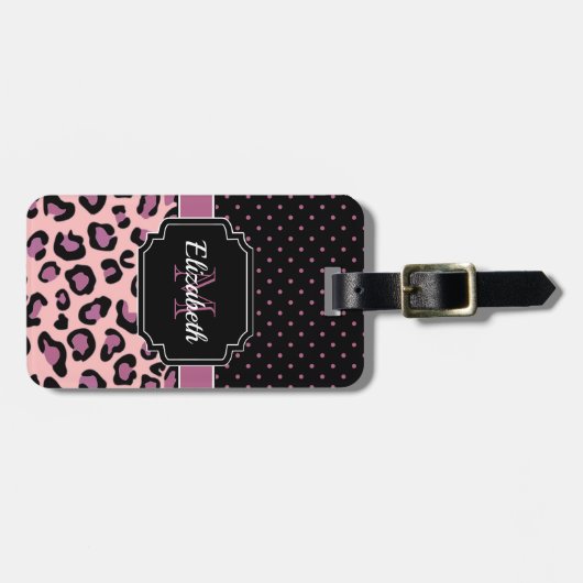 Dots & Leopard Print Gepäckanhänger (Vorderseite horizontal)