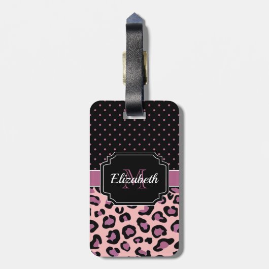 Dots & Leopard Print Gepäckanhänger (Rückseite vertikal)