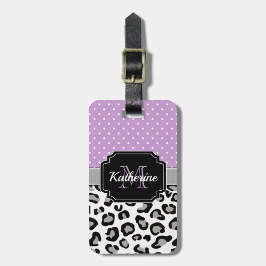 Dots & Leopard Print Gepäckanhänger (Vorderseite vertikal)