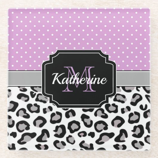 Dots & Leopard Print Glasuntersetzer (Vorderseite)