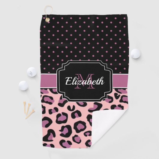 Dots & Leopard Print Golfhandtuch (Insitu)