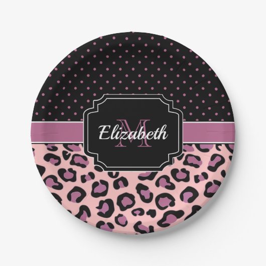 Dots & Leopard Print Pappteller (Vorderseite)
