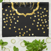 Dots Monogramm für Golden Glitzer Geschirrtuch (Gefaltet)