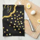 Dots Monogramm für Golden Glitzer Geschirrtuch (Viertel Falte)