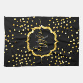 Dots Monogramm für Golden Glitzer Geschirrtuch (Horizontal)