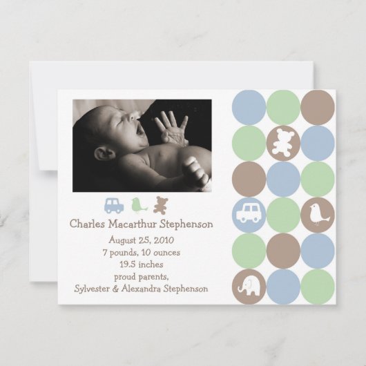 Dots N Shapes Geburtshinweis Ankündigung (Vorderseite)