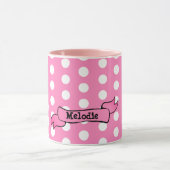 Dots Pink Personalisiert Ringer Combo-Tasse Tasse (Zentrum)